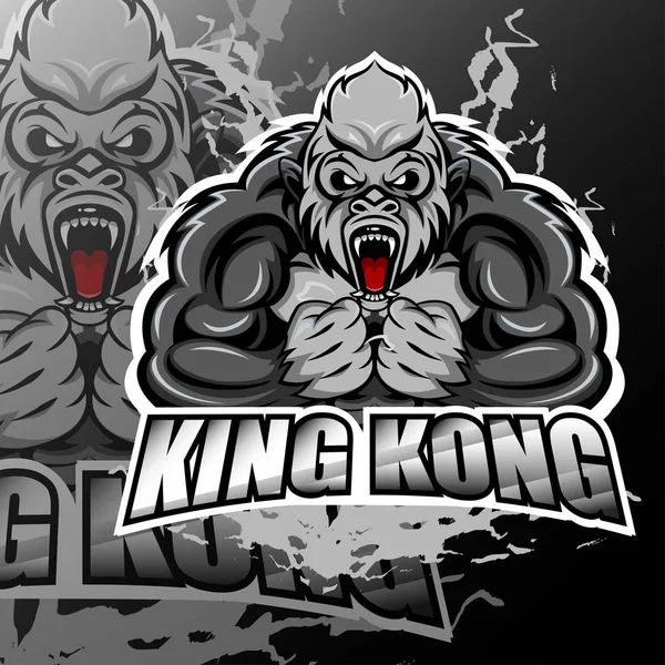 Conception Mascotte Logo King Kong Esport — Image vectorielle