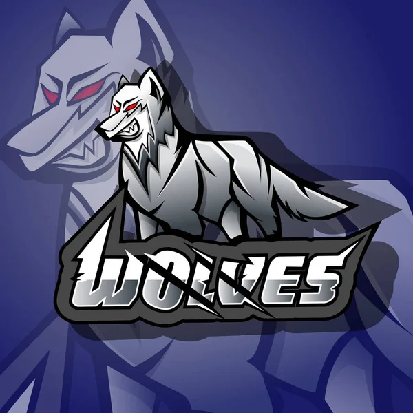 Logo Mascotte Loups Colère Esports — Image vectorielle