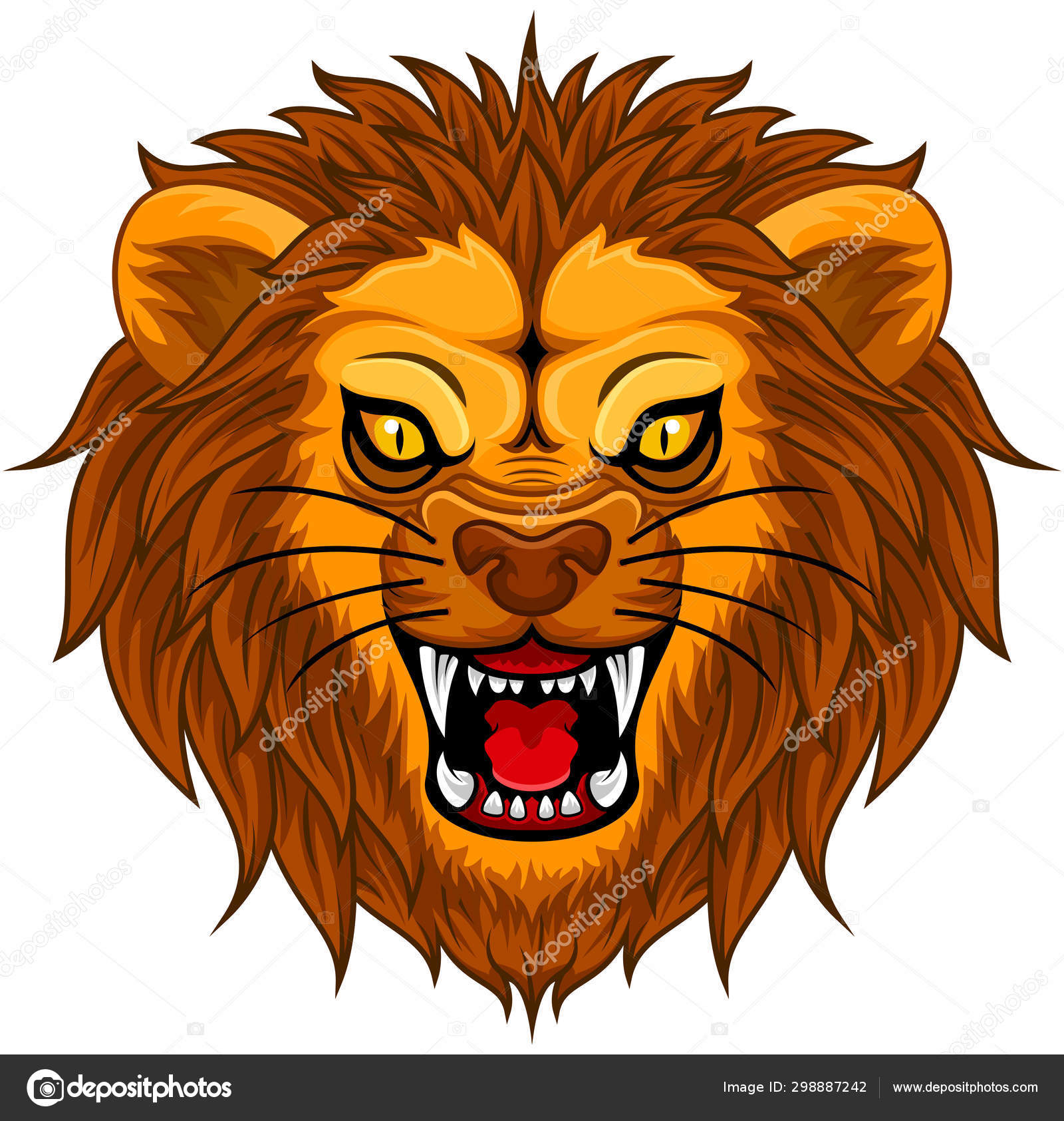 Angry Lion Face Illustration Mascot Stock Vector Image by ©dagadu #298887242