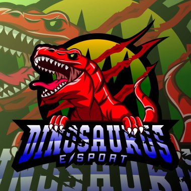 Dinosaur sport mascot logo design clipart