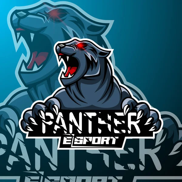 Enojado Pantera Deporte Mascota Logo Diseño — Vector de stock