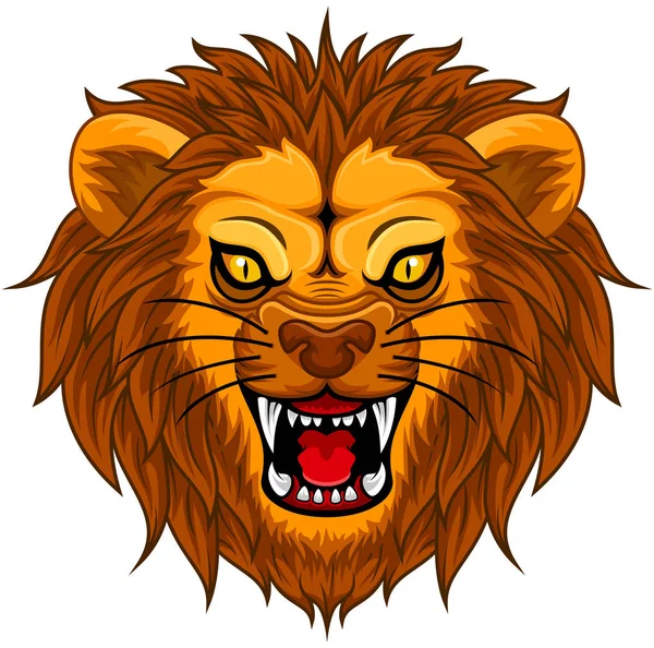 Mascotte Lion Colère Illustration Faciale — Image vectorielle