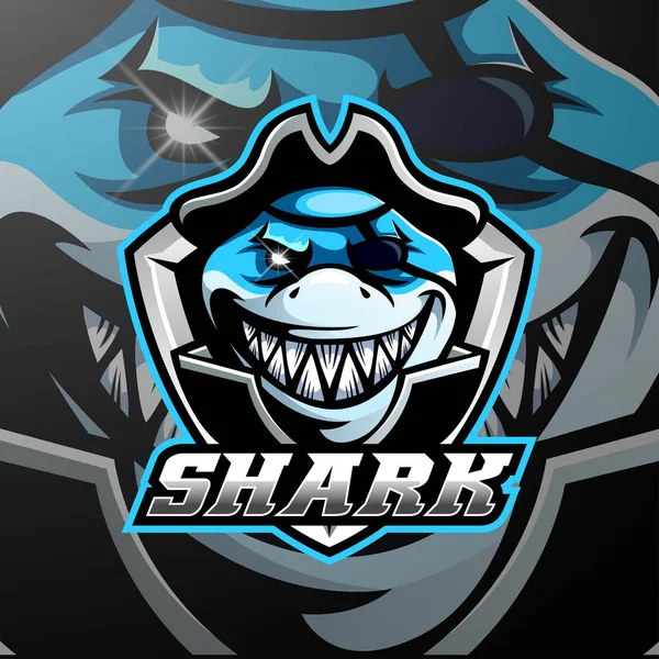 Pirates Shark Mascot Logo Design — Stock Vector