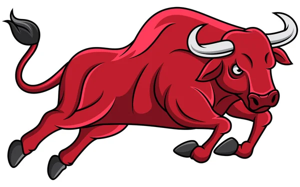 Карикатура Сердитого Red Bull Running — стоковый вектор