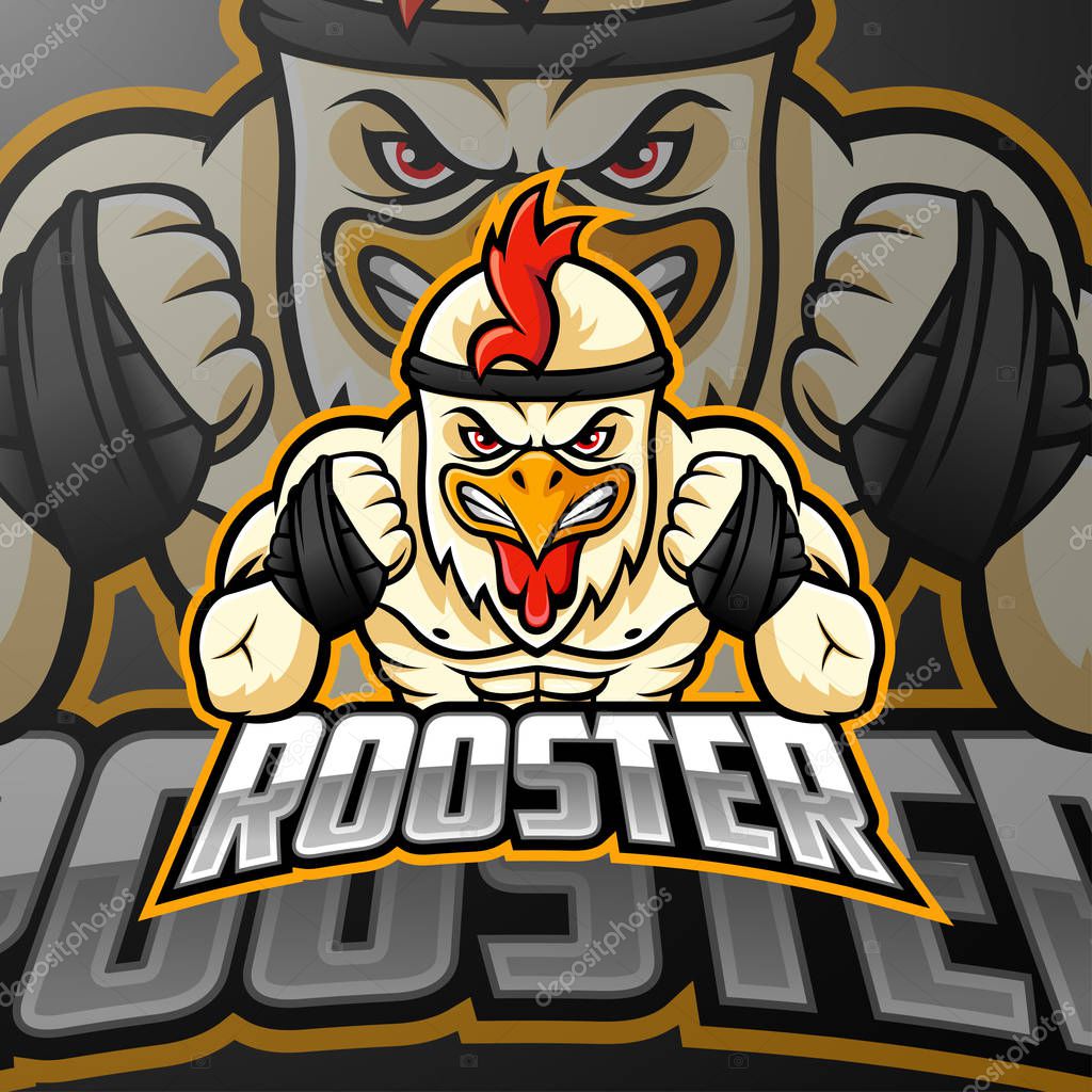 Angry Rooster mascot logo design