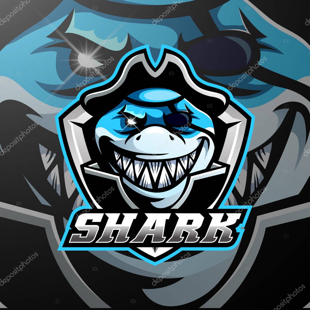 Pirates shark mascot logo design