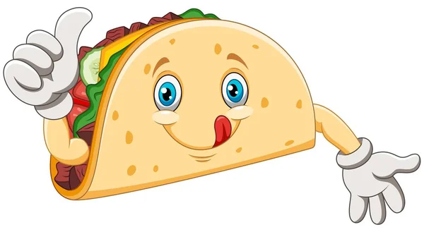 Karikatür Taco Başparmak Veren — Stok Vektör