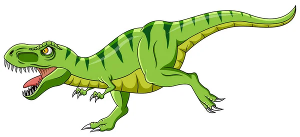 Desenhos Animados Verde Rex Dinossauro Rosnando — Vetor de Stock