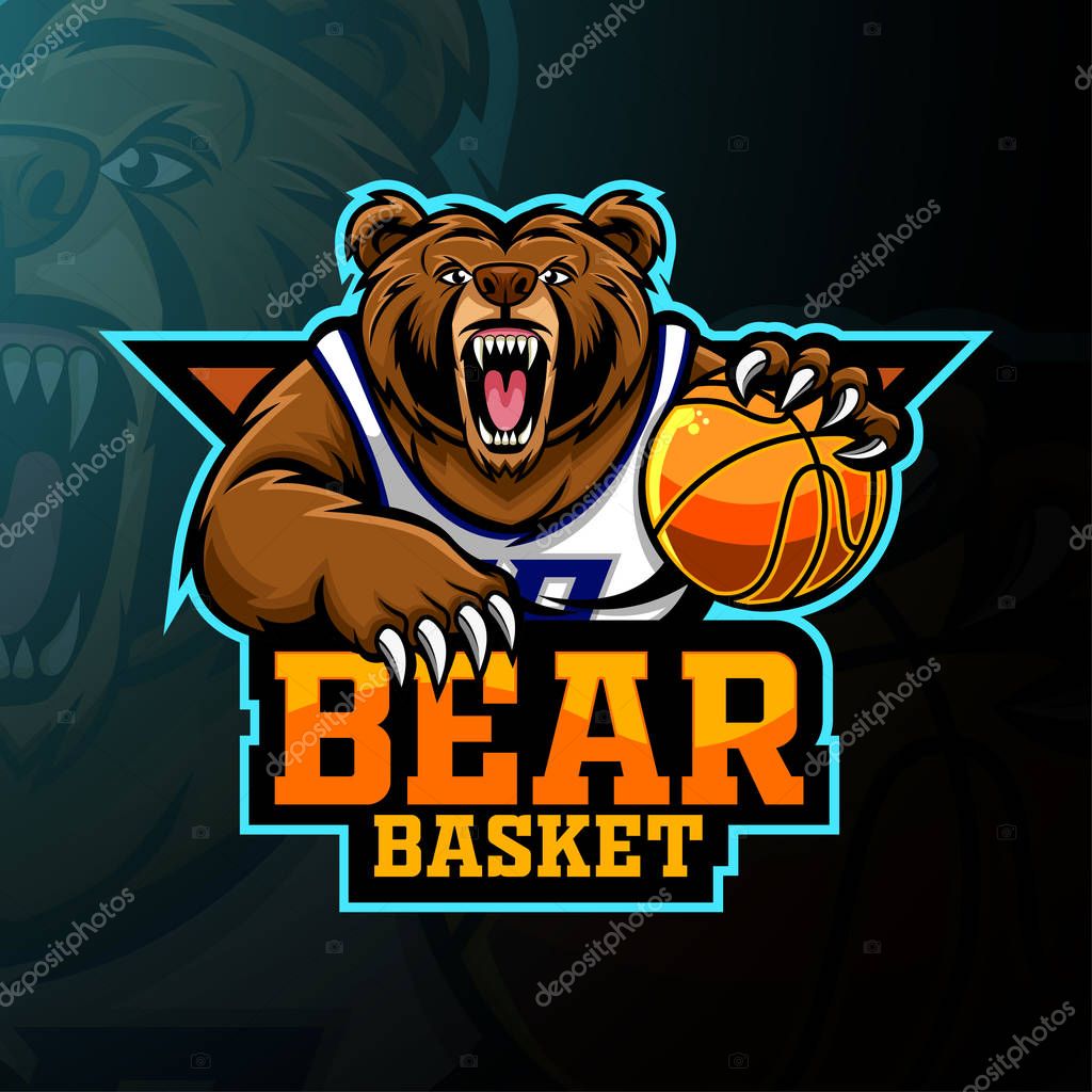 Bear basketball player mascot logo design