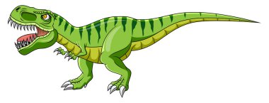 Beyaz arka planda çizgi film yeşil dinozoru