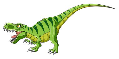 Beyaz arka planda çizgi film yeşil dinozoru