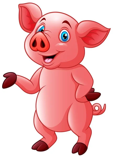 Cartoon Very Cute Piggy Illustration Vector — Stock Vector