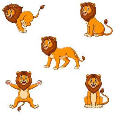 Çizgi film şirin aslan seti farklı pozlarla