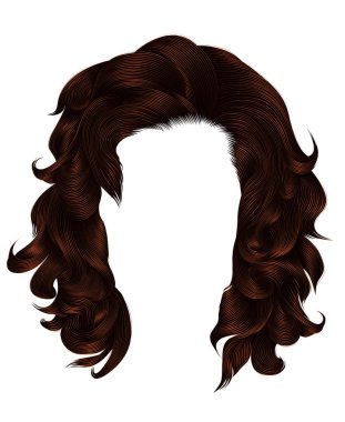 Trendy kadın kıvırcık saçlar kahverengi renk .