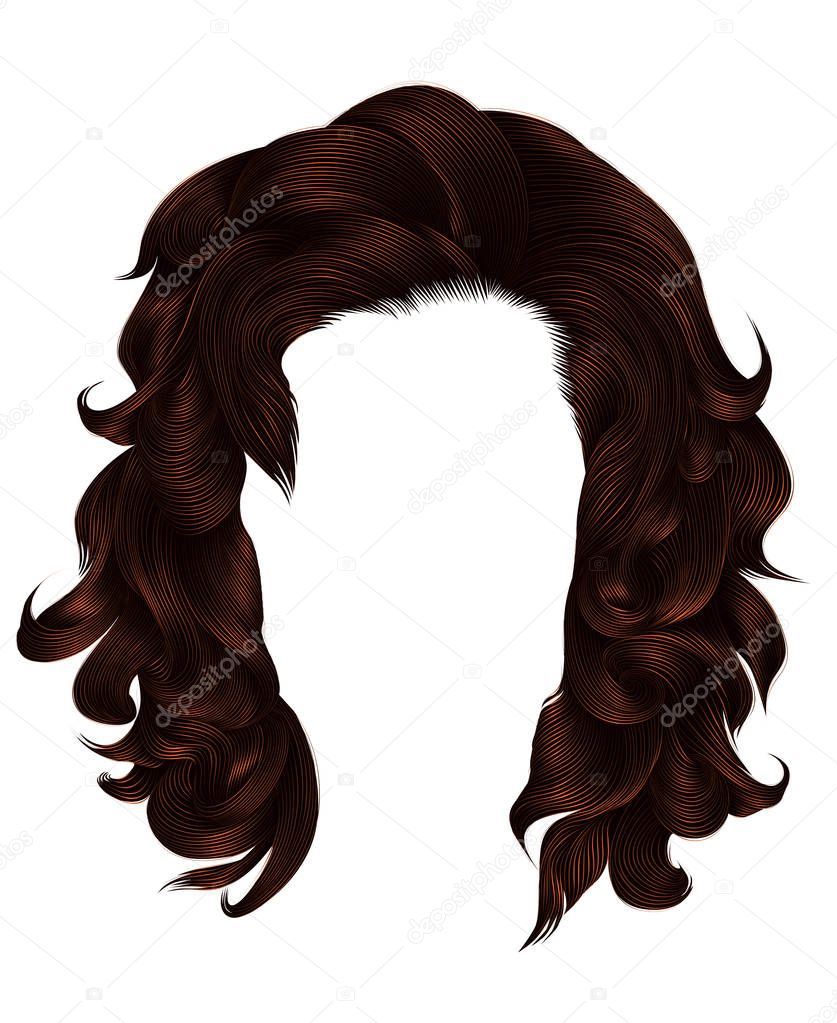trendy  woman curly hairs brown color .