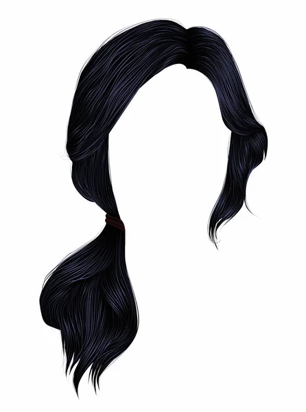 Tendance Femmes Cheveux Brune Noir Couleur Tail — Image vectorielle