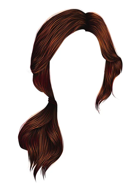 Модные Женщины Волосы Рыжие Рыжеволосый Цвет Tail — стоковый вектор