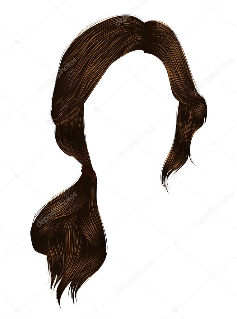trendy women hairs brunette brown colour .tail .