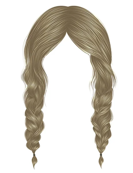 Модные Женщины Волосы Блондинки Цвет Two Косы — стоковый вектор