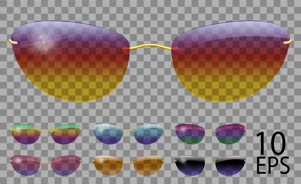 Gözlük ayarlayın. fütüristik Dar şekil. saydam farklı Colo