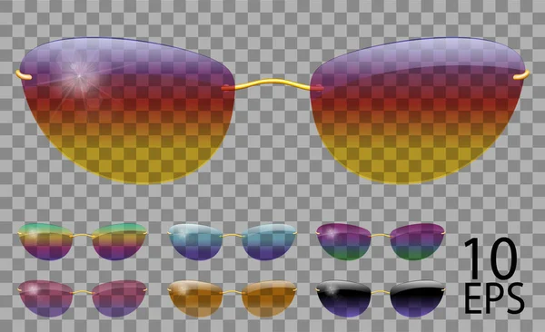 Gläser setzen. futuristisch; schmale Form.transparente verschiedene Colos — Stockvektor