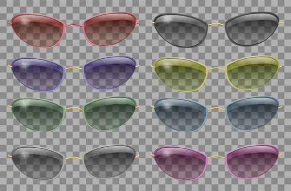 Establecer gafas diferentes color.narrow shape.transparent .purple re — Archivo Imágenes Vectoriales