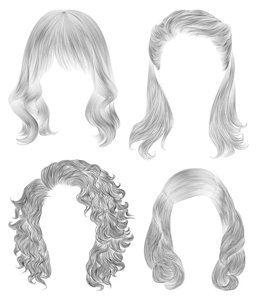 Fixer de longs poils de femme. dessin au crayon noir. femmes fas — Image vectorielle