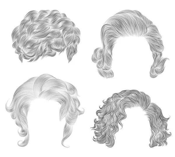 Набор различных коротких кудрявых волос. Модная красотка Африки — стоковый вектор