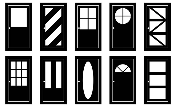 Набор Различных Дверей Изолированных Белом — стоковый вектор
