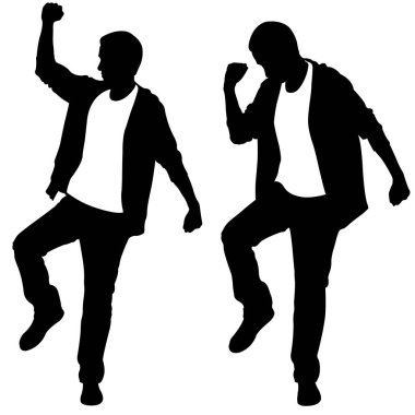 Şanslı erkek beyaz izole siluetleri