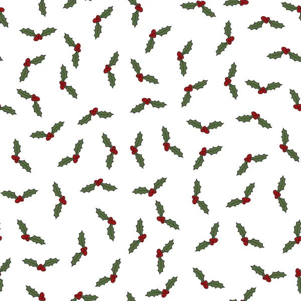 Seamless Mistletoe Background Isolated White — Stock Vector