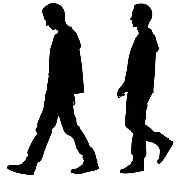 Silhouettes Personnes Marchant Isolées Sur Blanc — Image vectorielle