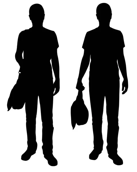 Silhouettes Hommes Avec Sacs Isolés Sur Blanc — Image vectorielle