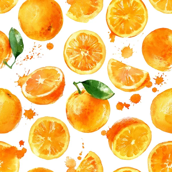 Aquarela laranja sem costura padrão — Fotografia de Stock