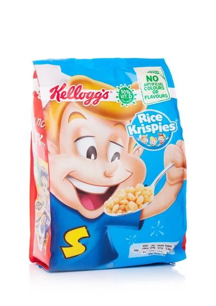 Londres Reino Unido Junio 2018 Paquete Cereales Kellogg Rice Krispies —  Fotos de Stock
