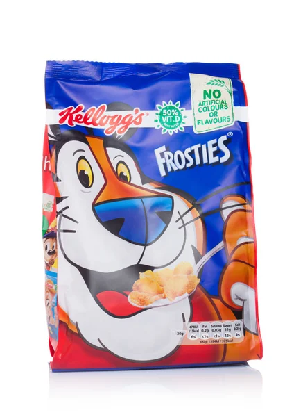London June 2018 Pack Kellogg Frosties Breakfast Cereal White Background — Stock Photo, Image