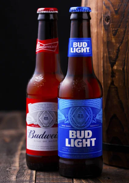 London April 2018 Glass Bottle Bud Light Budweiser Original Beer — Stock Photo, Image