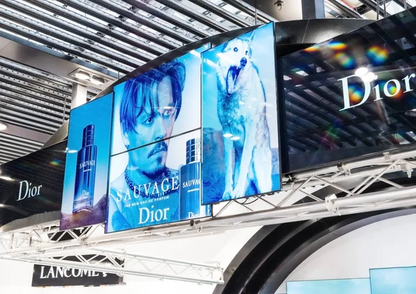 Amsterdam Netherlands July 2018 Dior Sauvage Fragrance Perfume Billboard Duty — Stock Photo, Image