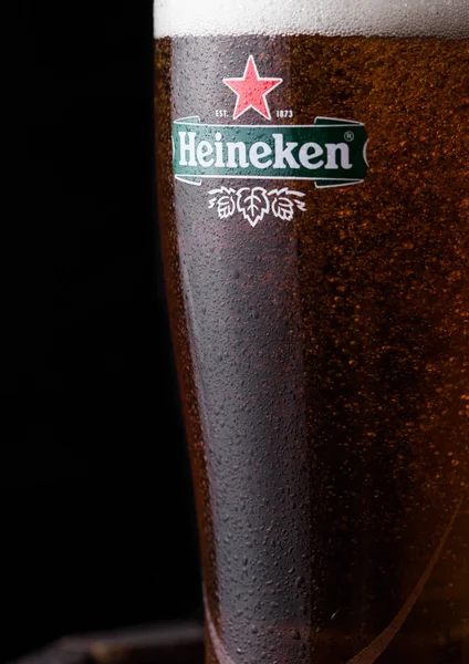 Londres Reino Unido Julio 2018 Original Vaso Cerveza Heineken Lager — Foto de Stock