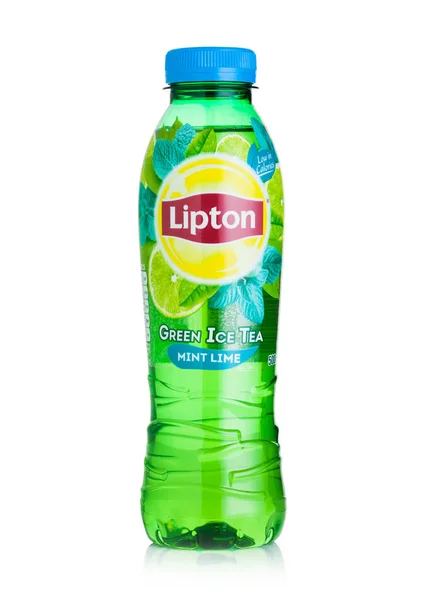 Лондон Великобританія Липня 2018 Пластикова Пляшка Чаю Lipton Льоду Зелений — стокове фото