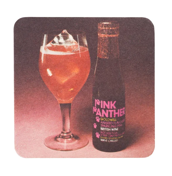 London August 2018 Pink Panther Soda Vintage Paper Mat Coaster — Stock Photo, Image