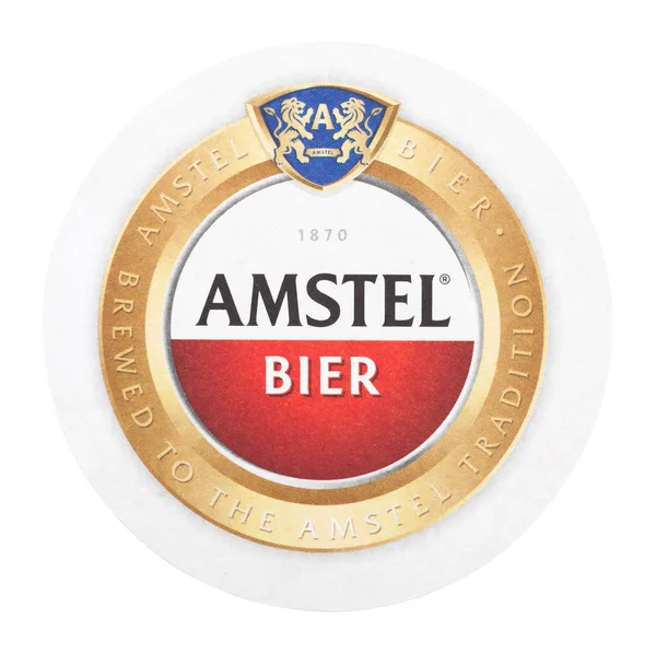 Londres Reino Unido Agosto 2018 Amstel Lager Paper Beer Beermat — Fotografia de Stock