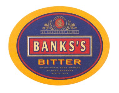Londra, İngiltere - 22 Ağustos 2018: beyaz zemin üzerine izole Banks'ın acı kağıt bira beermat coaster.