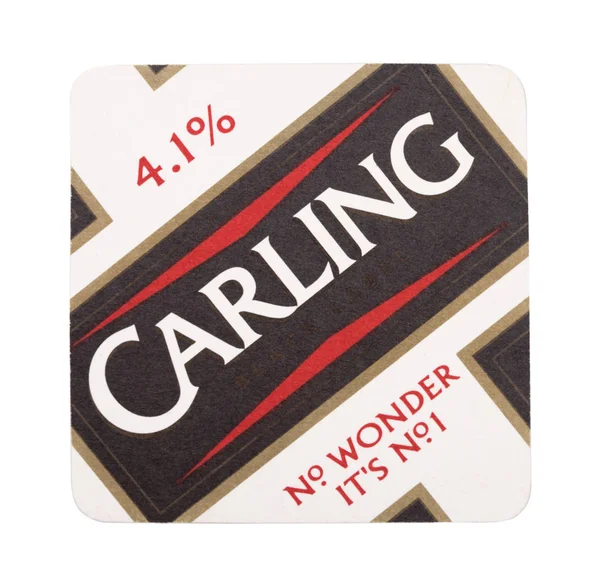 Лондон Великобританія Серпня 2018 Carling Lager Папір Пива Beermat Каботажне — стокове фото