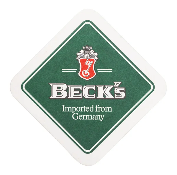 London Egyesült Királyság 2018 Augusztus Becks Vintage Lager Papír Söralátétek — Stock Fotó