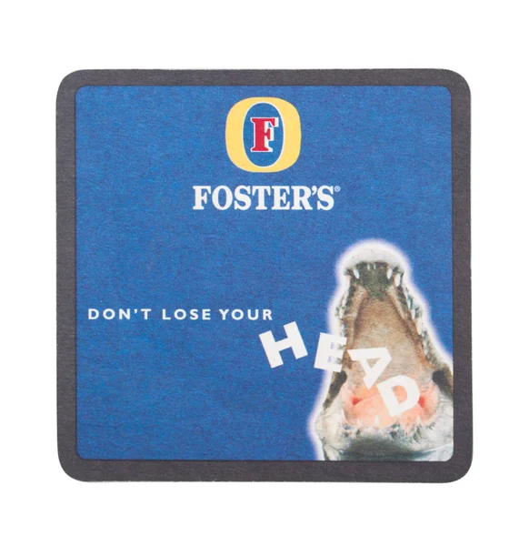 London August 2018 Foster Paper Beer Beermat Coaster Isolated White — Stock Photo, Image