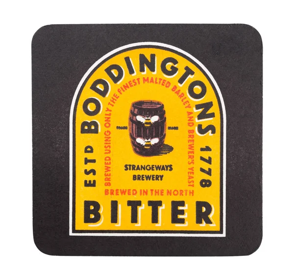 Londres Reino Unido Agosto 2018 Boddingstons Bitter Beer Beermat Coaster — Fotografia de Stock