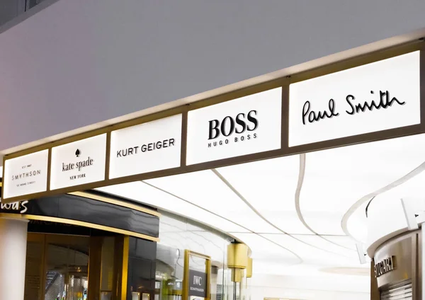 London August 2018 Hugo Boss Paul Smith Logo Display Luxury — Stock Photo, Image