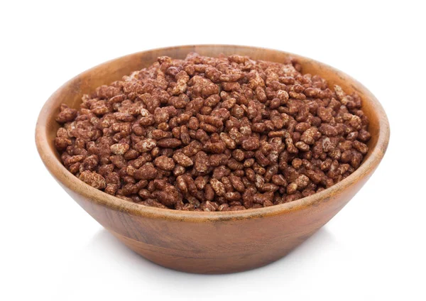 Ciotola Legno Bambù Con Fiocchi Cioccolato Biologico Naturale Granola Cereali — Foto Stock