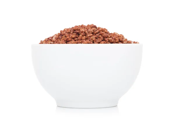 Ciotola Bianca Con Fiocchi Cioccolato Cereali Biologici Naturali Granola Bianco — Foto Stock
